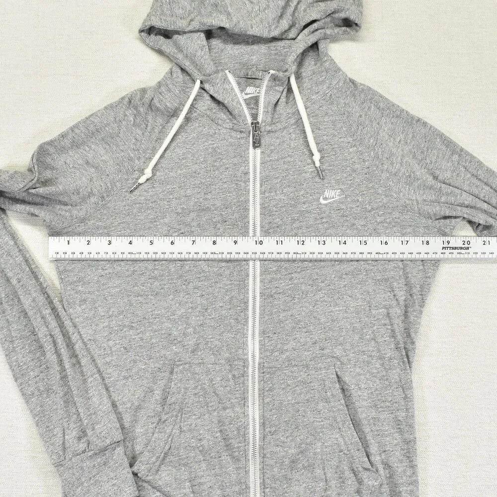 Nike Womens Full Zip Hoodie Sweatshirt Medium M Heather Gray Lightweight Jacket